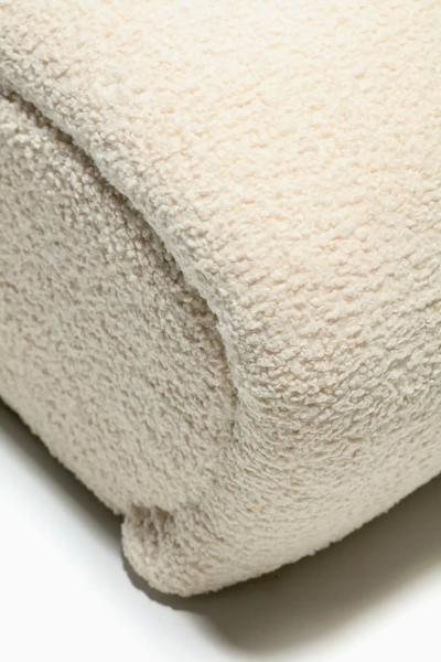 Karl Springer Pair of Custom Post Modern Karl Springer Style Ottomans in Ivory White Boucl 