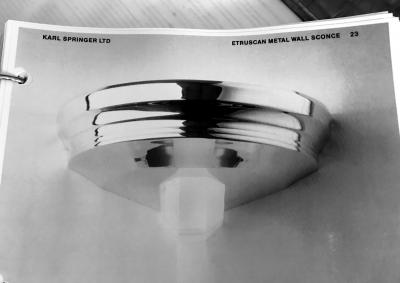 Karl Springer Pair of Etruscan Wall Sconces by Karl Springer