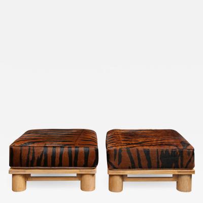 Karl Springer Pair of Karl Springer Dowelwood Ottomans 1980s