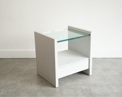 Karl Springer Pair of Karl Springer Lacquered Linen Nightstands circa 1980s