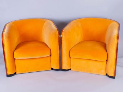 Karl Springer Pair of Karl Springer Mahogany Club Chairs