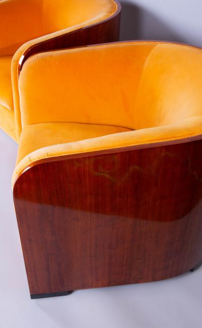 Karl Springer Pair of Karl Springer Mahogany Club Chairs