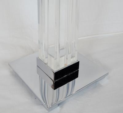 Karl Springer Pair of Lucite Chrome Table Lamps