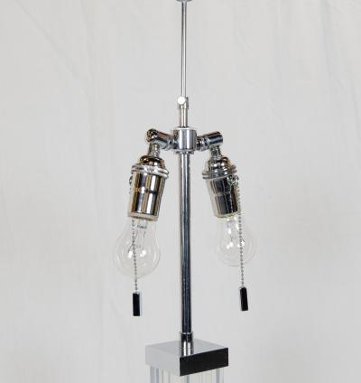 Karl Springer Pair of Lucite Chrome Table Lamps