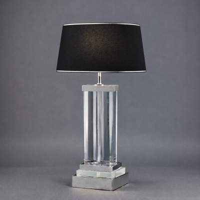 Karl Springer Pair of Lucite and Polished Nickel Column Lamps in the Style of Karl Springer 