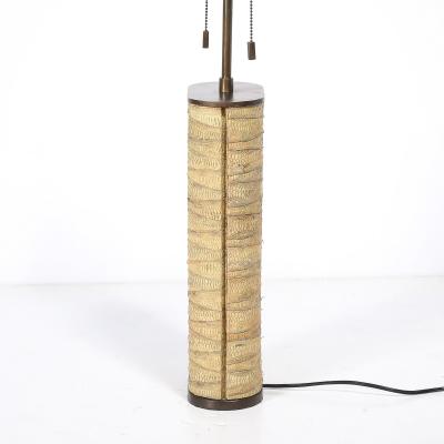 Karl Springer Pair of Mid Century Tessellated Lizard Bronze Table Lamps by Karl Springer