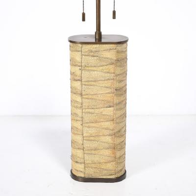 Karl Springer Pair of Mid Century Tessellated Lizard Bronze Table Lamps by Karl Springer