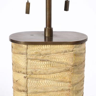 Karl Springer Pair of Mid Century Tessellated Lizard Bronze Table Lamps by Karl Springer