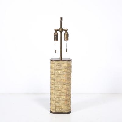 Karl Springer Pair of Mid Century Tessellated Lizard Bronze Table Lamps by Karl Springer
