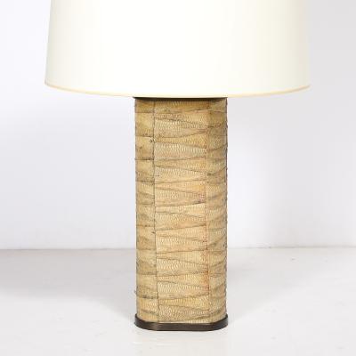 Karl Springer Pair of Mid Century Tessellated Lizard Bronze Table Lamps by Karl Springer
