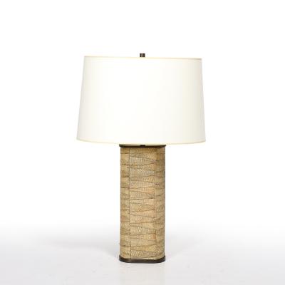 Karl Springer Pair of Mid Century Tessellated Lizard Bronze Table Lamps by Karl Springer