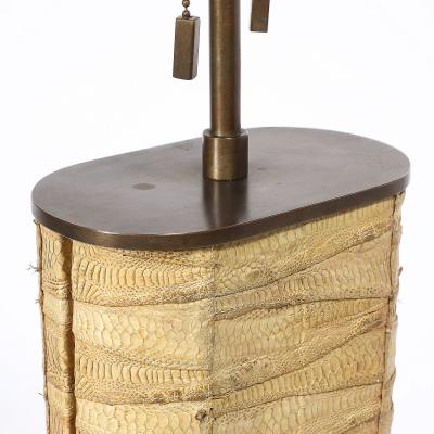 Karl Springer Pair of Mid Century Tessellated Lizard Bronze Table Lamps by Karl Springer