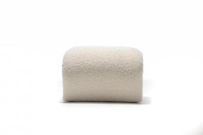 Karl Springer Pair of Post Modern Karl Springer Style Ottomans in Ivory White Boucl 