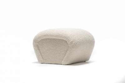 Karl Springer Pair of Post Modern Karl Springer Style Ottomans in Ivory White Boucl 