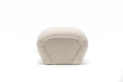 Karl Springer Pair of Post Modern Karl Springer Style Ottomans in Ivory White Boucl 