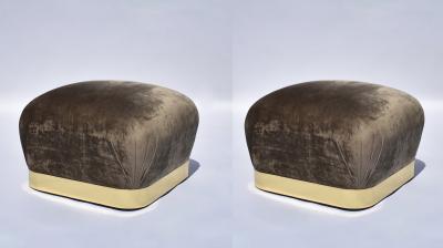 Karl Springer Pair of Souffl Ottomans by Karl Springer