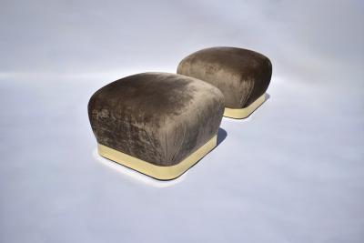 Karl Springer Pair of Souffl Ottomans by Karl Springer