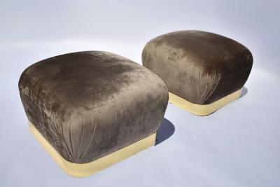 Karl Springer Pair of Souffl Ottomans by Karl Springer