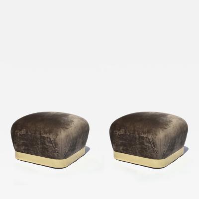 Karl Springer Pair of Souffl Ottomans by Karl Springer