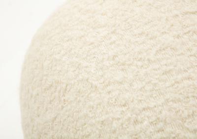 Karl Springer Pair of Souffle Ottomans in Ivory Boucl and Brass by Karl Springer