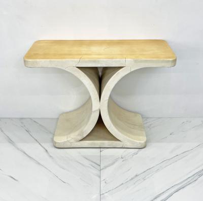 Karl Springer Patinated Karl Springer JMF Goatskin Console Table Signed 1970s
