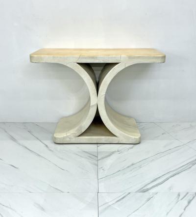 Karl Springer Patinated Karl Springer JMF Goatskin Console Table Signed 1970s