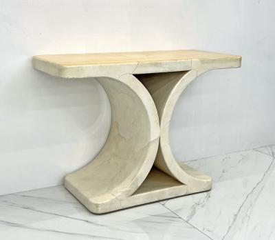 Karl Springer Patinated Karl Springer JMF Goatskin Console Table Signed 1970s