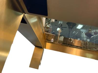 Karl Springer RARE MODERNIST KARL SPRINGER SATIN POLISHED BRASS CUTOUT COFFEE TABLE