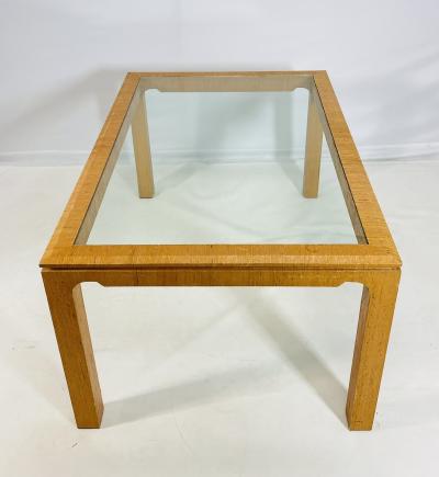 Karl Springer Raffia Embossed Dining Table in the Style of Karl Springer USA 1970s