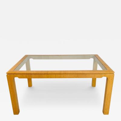 Karl Springer Raffia Embossed Dining Table in the Style of Karl Springer USA 1970s