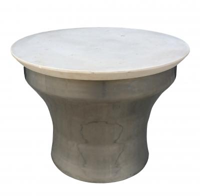 Karl Springer Rain Drum Side Tables in Polished Steel and Marble Karl Springer 1970s