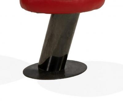 Karl Springer Rare Karl Springer Leather and Metal Stool