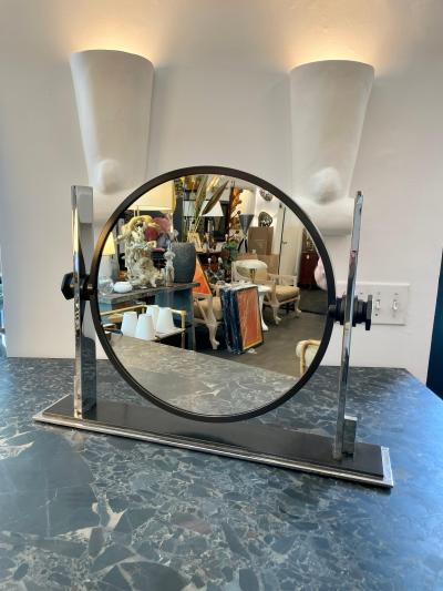 Karl Springer Rare Large Karl Springer Bronzed Dressing Table Vanity Mirror