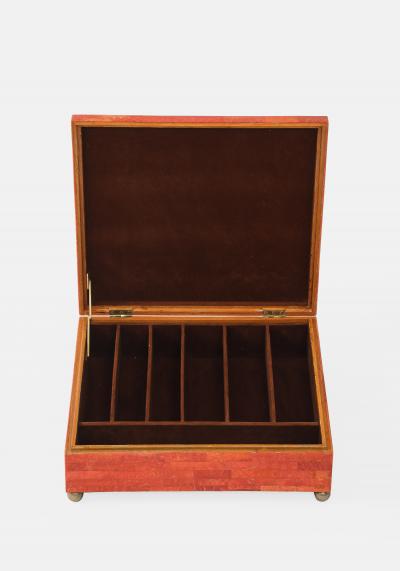 Karl Springer Rare Large Painted Goatskin Jewelry Box by Karl Springer