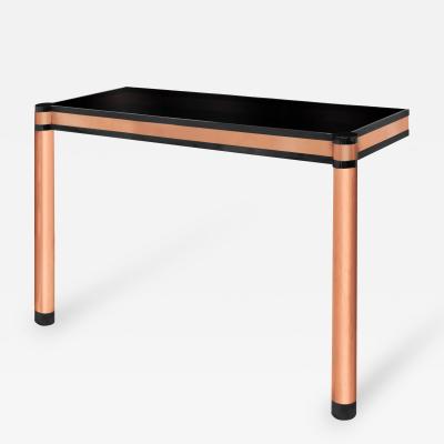 Karl Springer Round Leg Console Table in Copper and Gunmetal by Karl Springer