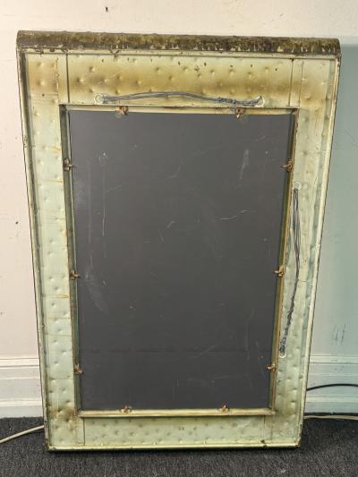 Karl Springer SCROLL CAPPED POST MODERN OSTRICH SKIN DESIGN METAL MIRROR