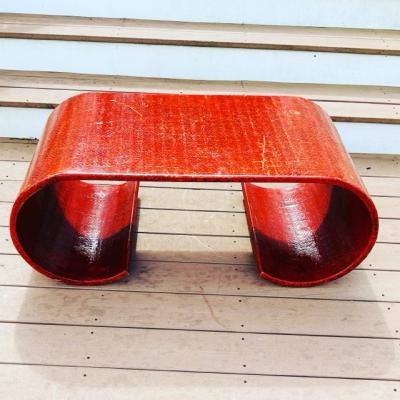 Karl Springer SCROLLED RED TEXTURED COFFEE TABLE IN THE MANNER OF KARL SPRINGER