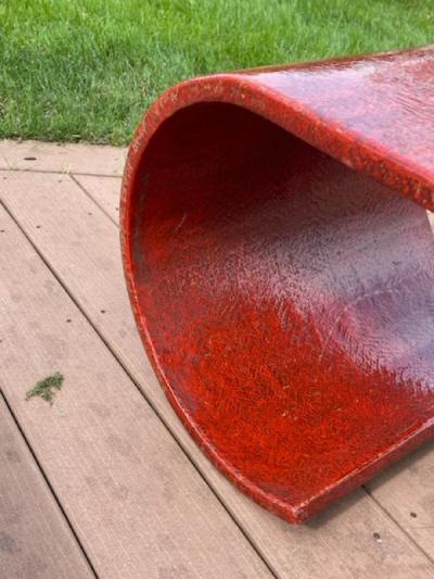 Karl Springer SCROLLED RED TEXTURED COFFEE TABLE IN THE MANNER OF KARL SPRINGER
