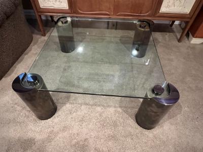 Karl Springer SIGNED KARL SPRINGER BRONZE AND BRASS CYLINDER COFFEE TABLE
