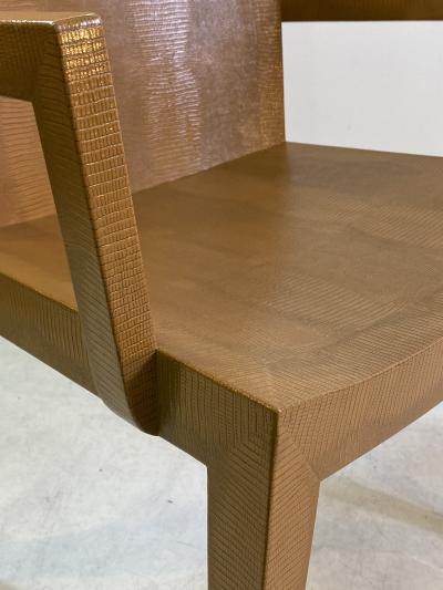 Karl Springer SUITE OF FOUR KARL SPRINGER JMK DINING CHAIRS