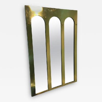 Karl Springer Sensational Solid Brass Triple Arch Italian Wall Mirror in the Style of Springer