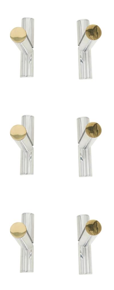 Karl Springer Set of 3 Wall Shelfs in Polished Aluminum Brass attb to Karl Springer