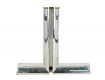 Karl Springer Set of 3 Wall Shelfs in Polished Aluminum Brass attb to Karl Springer
