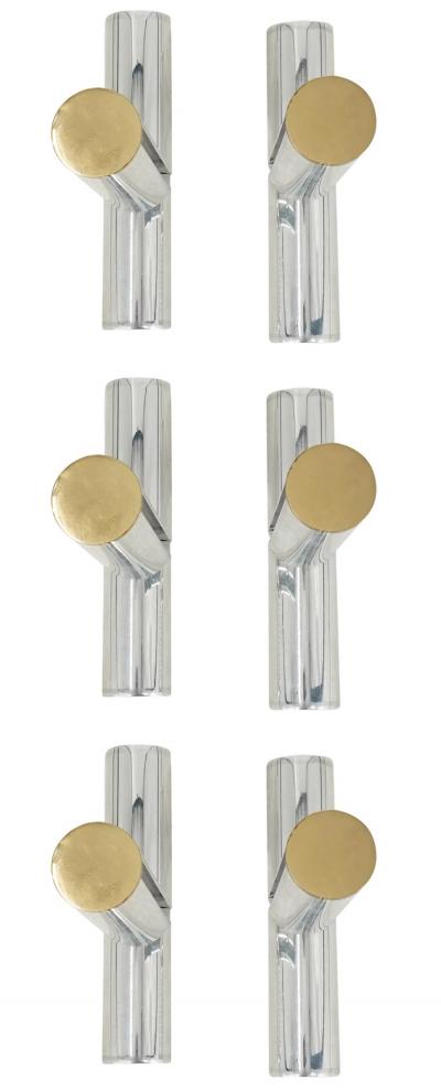Karl Springer Set of 3 Wall Shelfs in Polished Aluminum Brass attb to Karl Springer