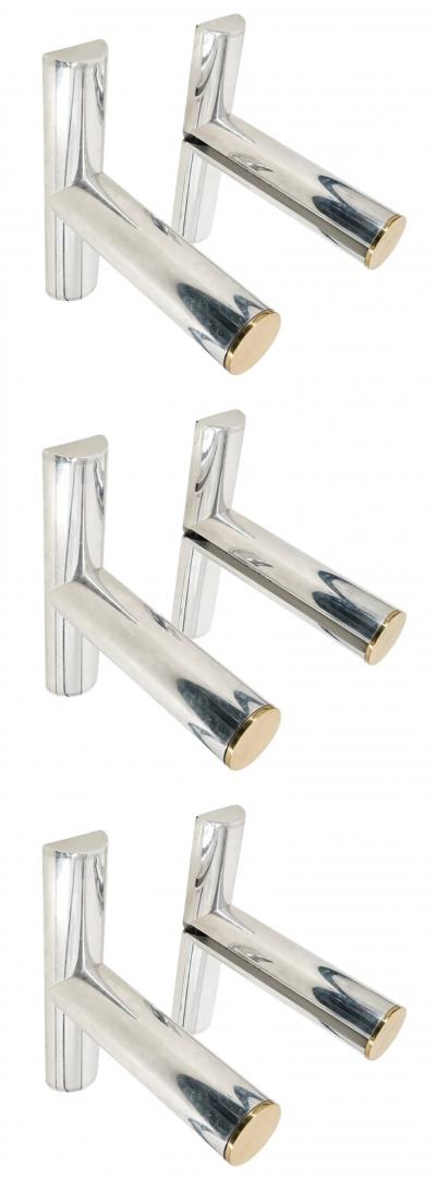 Karl Springer Set of 3 Wall Shelfs in Polished Aluminum Brass attb to Karl Springer