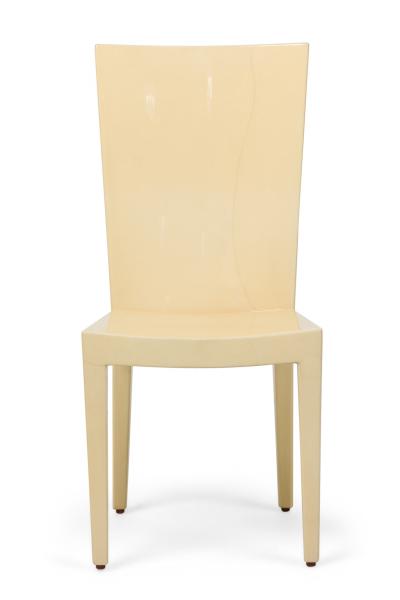 Karl Springer Set of 8 Karl Springer Modern Lacquered Beige Parchment Side Dining Chairs