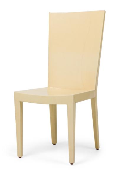 Karl Springer Set of 8 Karl Springer Modern Lacquered Beige Parchment Side Dining Chairs