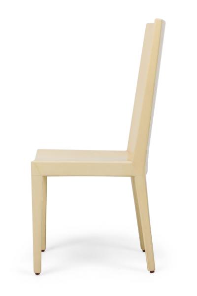 Karl Springer Set of 8 Karl Springer Modern Lacquered Beige Parchment Side Dining Chairs
