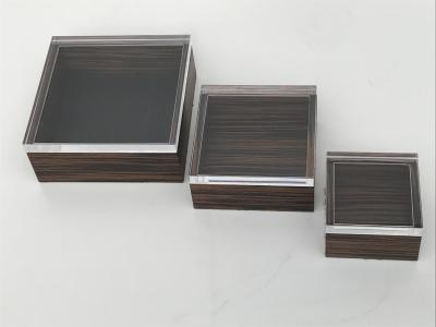 Karl Springer Set of Three Macassar Ebony and Lucite Jewelry Boxes