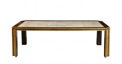 Karl Springer Shagreen and Gilt Stenciled Dining Table